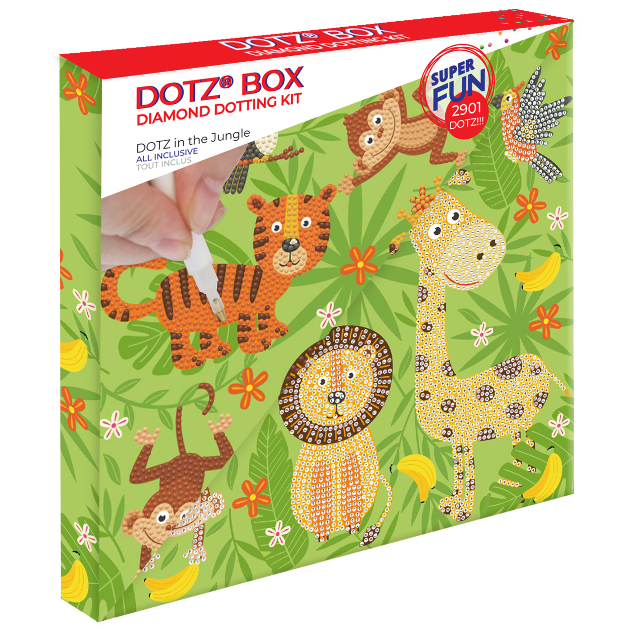 Diamond Dotz DOTZ in the Jungle Dotz Box Animal Diamond Painting Kits for Adults - Diamond Art Kits a Relaxing Creative Craft Kit with Dotz Gems 11x11